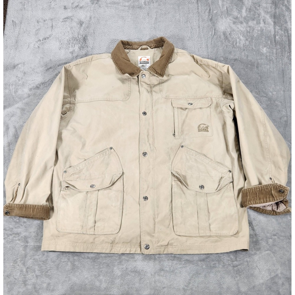 Sorel Coat Mens 2XL Beige Canvas Fleece Lined Chore Barn‎ Jacket